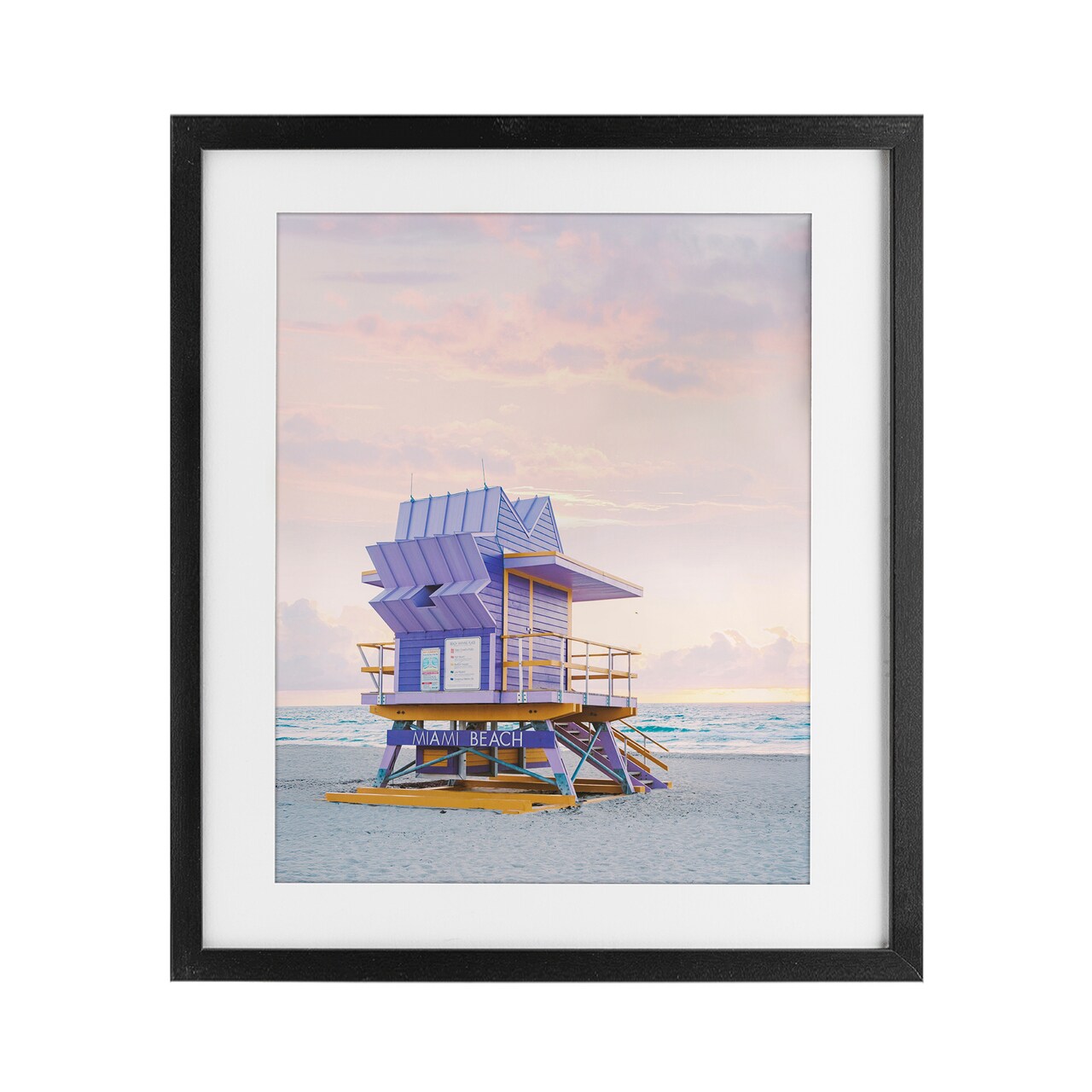 Stupell Industries Purple Lifeguard Stand Landscape Black Framed Print Under Glass, design by Sisi and Seb